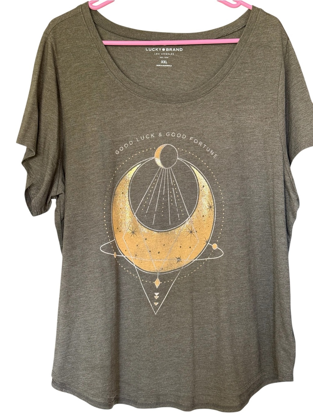 Lucky Brand Women's Olive Tee w/Gold Moon NWT from Witch’s Estate Sale XXL